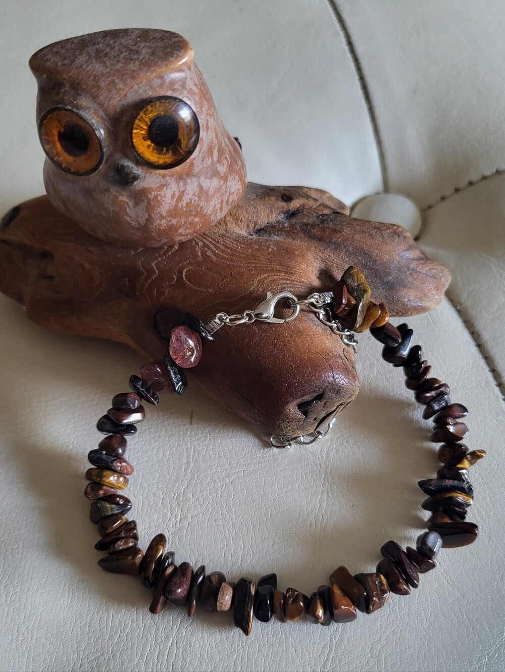 Tiger' Eye Gemstone Chip Anklet